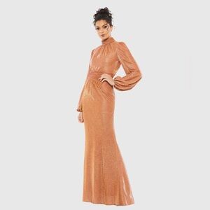 MAC DUGGAL STYLE 11248 Draped puffed sleeves trumpet dress